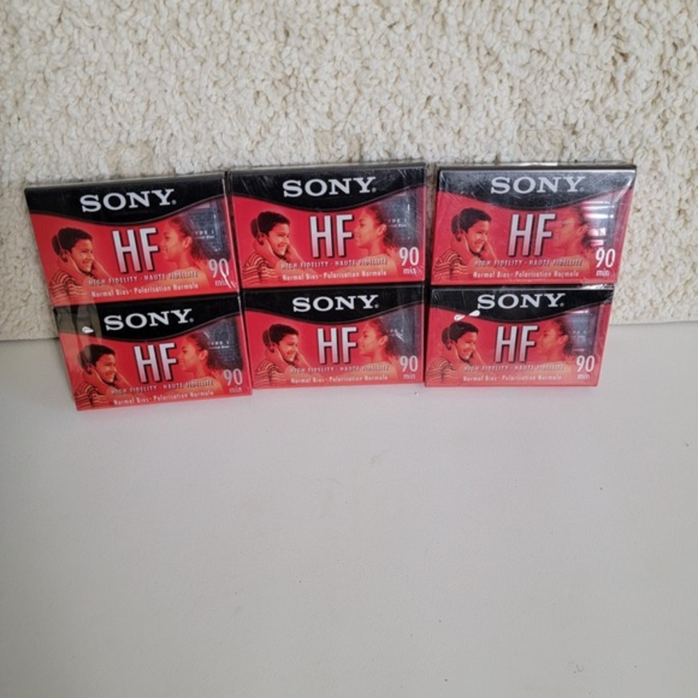 Sony HF 90 Minute High Fidelity Normal Bias Cassette Tapes‎ Lot of 6 New Sealed